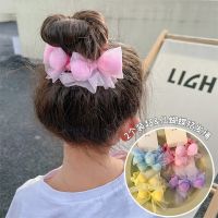 Childrens Candy Color Bow Hair Rope Organza Hair Ties Cute Ponytail Holder Hair Accessories For Girl Elastic Rubber Hair Bands Hair Accessories