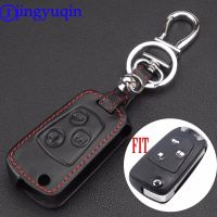 dghjsfgr jingyuqin Remote 3 Buttons Uncut Refit Folding Flip Key Shell Cover Leather For Ford Focus KA Mondeo Fiesta Fob Case