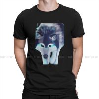 Wolf Blue Ink And Wash Tshirt Homme MenS Clothing Blusas Cotton T Shirt For Men