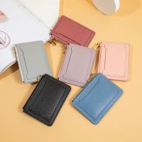 Women Zipper Thin ID Credit Card Holder PU Leather Short Mini Wallets Female Small Coin Purses Pouch Money Bag Case Clip