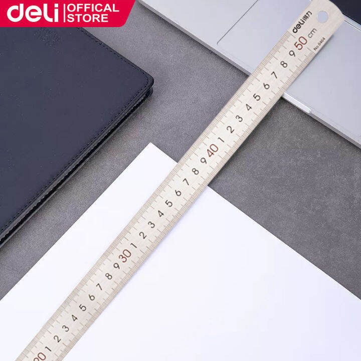 deli-e8464-steel-ruler-50-cm-20-inch-metric-and-inch-graduation