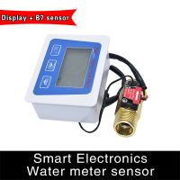 Digital LCD display Water flow sensor meter flowmeter totameter Temperature time record With G1/2 flow sensor