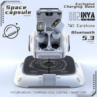 Mecha Invasion หูฟังบลูทูธ5.3 TWS,หูฟังบลูทูธ INVA-Q ไม่มีเสียงรบกวนแบบ In-Ear แบบ In-Ear แบบแคปซูลหูฟัง Cyberpunk หูฟัง FUTURE-MECHA พร้อมฐานชาร์จไร้สาย