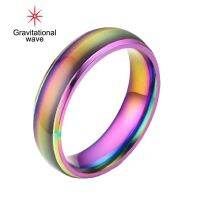 Gravitational Wave แหวนคู่เปลี่ยนสี Electroplating Temperature Sensing Sealing Glaze Allergy Free Anniversary Gift ไม่เคยจางหาย Classic Temperature Mood Ring สำหรับสวมใส่ทุกวัน