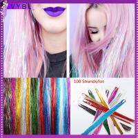 VYBL 100 Strands ลดกระหน่ำ Sparkly Streak Clubbing กลิตเตอร์สีรุ้ง ต่อผม กิ๊บติดผม บลิง ซิลค์