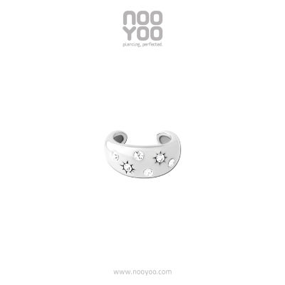 NooYoo ต่างหูสำหรับผิวแพ้ง่าย Ear Cuff Ring Shape with Crystal Surgical Steel