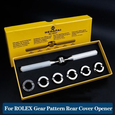 ❧™﹍ 5537 Gear Pattern Cap Case Opener Metal Stainless Steel Table Remover Kit For Rolex Tuder Watch Screw Back Cover Repair เครื่องมือ