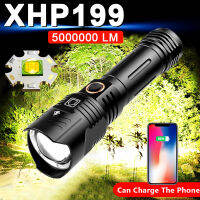 00lm Super Bright LED Flashlight 5200mAH USB Rechargeable Portable Zoom Torch XHP199.9 Tactical Flash Lamp Long Shot 2000m