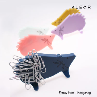KlearObject family farm hedgehog clip holder ที่เก็บคลิปหนีบกระดาษ ติดแม่เหล็ก อะคริลิครูปเม่น ที่เก็บลวดเสียบกระดาษ ที่เก็บคลิป อะคริลิคเก็บลวด