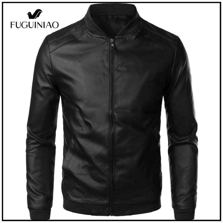 fuguiniao-ชายเย็บปักถักร้อยเสื้อแจ็คเก็ตเบสบอลเสื้อ-pu-faux-หนังเพรียวบางซิปติดเสื้อผ้า-casual-เสื้อโค้ทมหาวิทยาลัย-ฟรีช้อปปิ้ง