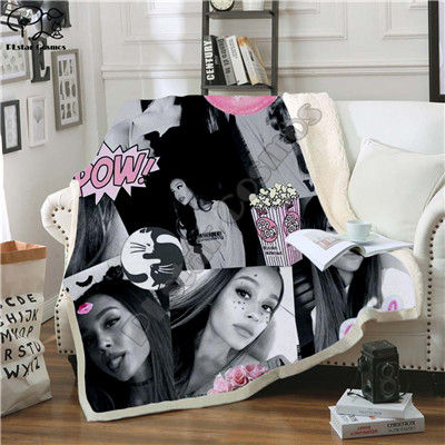 Ariana Grand Fleece Blanket Plush 3d Printed for Adults Sofa Sherpa Fleece Bedspread Wrap Throw Blanket style-1