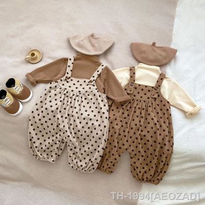 ♤☎◎ Macacão infantil Dot conjunto de roupas do bebê veludo feminino blusa base geral roupa camiseta menino outono 2 pcs