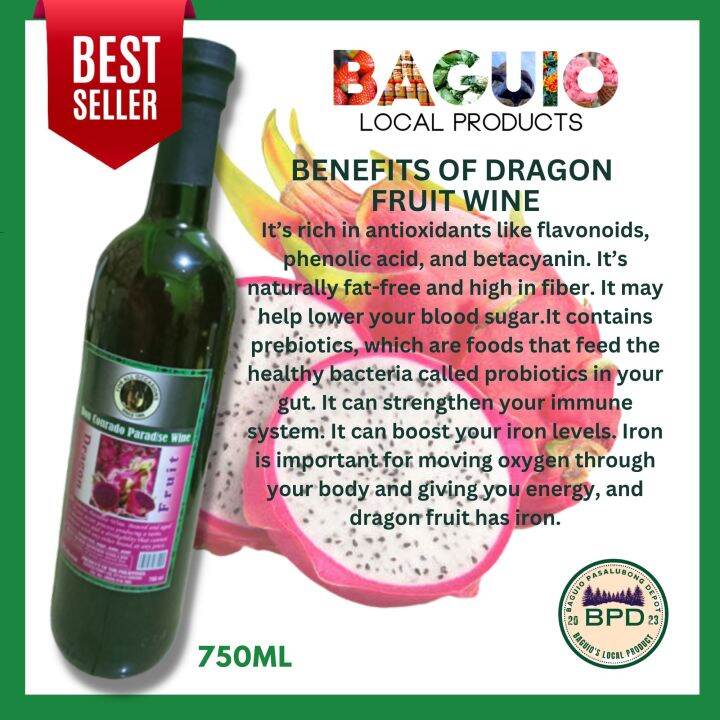 BAGUIO PASALUBONG DRAGON FRUIT HERBAL WINE/750ml / 14 Alcohol Export