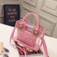 2pcs Women Fashion Shoulder Bag Clear Jelly Clutch Purse Transparent Handbag Beach bag crossbody bags for women