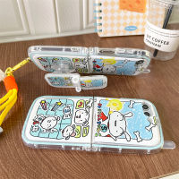 เคสการ์ตูนสำหรับ Samsung Galaxy Z Z Flip 5 4 3ฝาป้องกันเนื้อนิ่ม TPU กันตกน่ารัก + พลาสติกแข็งป้องกันหน้าจอฝาปิดมีสายรัดข้อมือและที่วางโทรศัพท์3D รูปร่างของโทรศัพท์