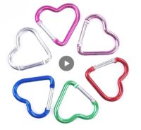 3pcs/set Heart-shaped Aluminum Carabiner Key Chain Clip Outdoor Keyring Hook Water Bottle Hanging Buckle Travel Kit Accessories