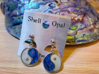 ต่างหูเปลือกหอย Shell Opal เปลือกหอยเป๋าหื้อนิวซีแลนด์ หยินหยาง ความหายดี เปลือกหอยแท้