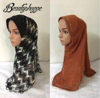 【YF】 muslim breathable hejab scarf malaysia lace hijab femme musulman headscarf islamic head scarves full cover caps