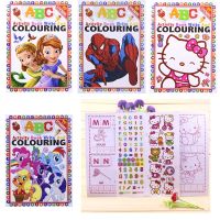 Kids Education Toys Cartoon Coloring Book English Alphabet Writing Book Free Stickers Baby Early Learning Toys