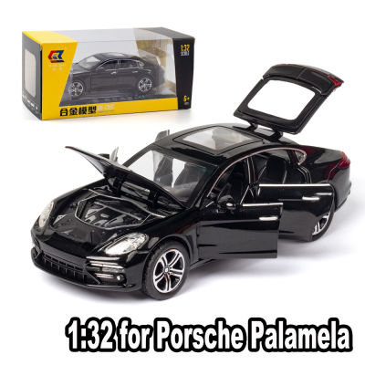 โมเดลรถของเล่น 1:32 สำหรับ Porsche Palamela Alloy รถสปอร์ต 6 ประตูเปิดด้วยแสงและเสียงดึงกลับ Funstion (กล่อง)