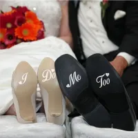 I DO/Me Too Wedding Decoration Design Personalised Wedding Shoes Decals Waterproof Removable Vinyl Wedding Shoes Sticker G633