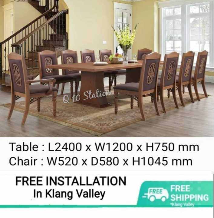 Q 10 Solid Wood 1+10 Dining Set / 1+10 Solid Wood Dining Set / Solid