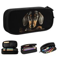 Dachshund Dog Photo Portrait Pencil Cases Pets Animal Pencilcases Pen Box Big Capacity Bag School Supplies Gifts Stationery