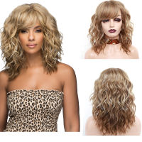 Amir Ombre Blonde Curly Synthetic Wigs with Bangs Black Wave Bob Wigfor Women Shoulder Length Hair wigs Cosplay