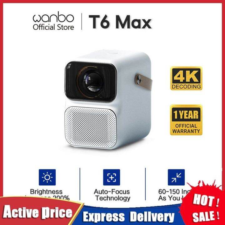 2023 New Wanbo T6 Max 1080P 4K Decode AutoFocus Projector Portable Android 9.0 Remote Voice