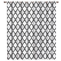 Classic Moroccan Geometric Checks White Window Curtains Window Blinds Living Room Bathroom Bedroom Drapes Fabric Home Decor