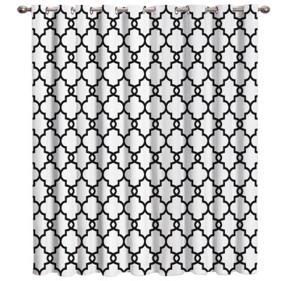 Classic Moroccan Geometric Checks White Window Curtains Window Blinds Living Room Bathroom Bedroom Drapes Fabric Home Decor