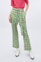 f.fashion กางเกงทรงขากว้างลายกระต่าย ผู้หญิง สีเขียว | Rabbit Print Wide Leg Pants | 6126