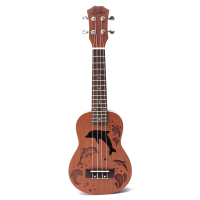 укулеле 21 Inch 4 Nylon Strings Ukulele Sapele Dolphin Pattern Hawaii Ukelele Mini Guitar Soprano Rosewood Uke Music Instrument