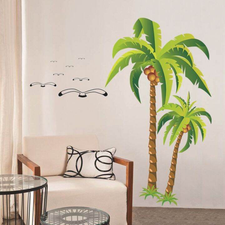 coconut-palm-tree-sticker-tropical-beach-wall-decal-living-room-backdrop-sticker