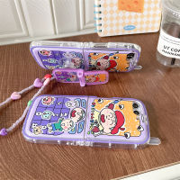 เคสการ์ตูนสำหรับ Samsung Galaxy Z Z Flip 5 Flip4 3น่ารัก Sato Masao Anti-Drop ฝาครอบป้องกันเนื้อนิ่ม TPU + พลาสติกแข็งหน้าจอฝาปิดมีสายรัดข้อมือป้องกันและขาตั้งโทรศัพท์3D รูปโทรศัพท์