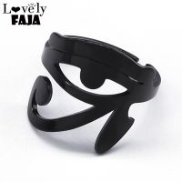 Egypt Eye Of Horus Symbol Ring Women Adjustable Stainless Steel Black Color Egyptian Eyes Ra Udjat Amulet Finger Rings Jewelry