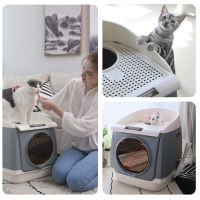 Dadypet Cat Litter Box Lid Cats Toilet Splash-proof Fully Enclosed Pet Litter Box Cat Supplies with Ergonomic Large Litter Scoop