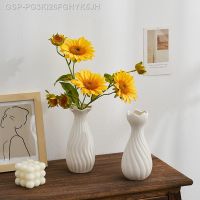 เซต PG3KI26FGHYK5JH Vaso De Cerâmica Branco Nórdico Acessórios Para Decoração Casos Vasos Mesa Quare Escritógarrafa Flores Interior