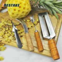 4 Styles Pineapple Tools Eye Remover Tweeze Corer Slicer Peeler V-shaped Scimitar Paring Knife Stainless Wooden Handle Cutter Graters  Peelers Slicers