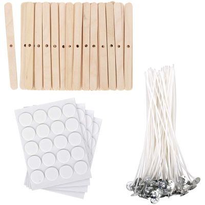 Candle Making Kit,Wooden Candle Wick Holders,Candle Wick Sticker,Candle Wicks Candle Centering Tool for Candle DIY Craft