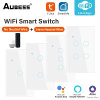 433RF Remote Smart Wifi Touch Switch No Neutral Wire Required Smart Home 1/2/3 Gang Light Switch 220V Support Alexa Tuya App