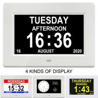 Gift Idea Multi-languages Desktop LED Calendar Clock with 12 AlarmsRemote Control and Smart Brightness. Home Office Decoration