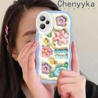 เคส Chenyyka สำหรับ Realme C35 Narzo 50A ดีเคสลายการ์ตูน3D ดอกไม้น่ารักแฟชั่นกันกระแทกสีสันสดใสเคสโทรศัพท์แบบใสขอบป้องกันเลนส์กล้องเคสนิ่มโปร่งใสกรอบซิลิโคน