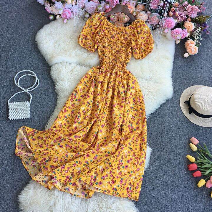 yuoomuoo-women-dress-fashion-summer-sweet-floral-print-long-dress-chic-ruched-elastic-chest-sundress-korean-party-beach-vestidos