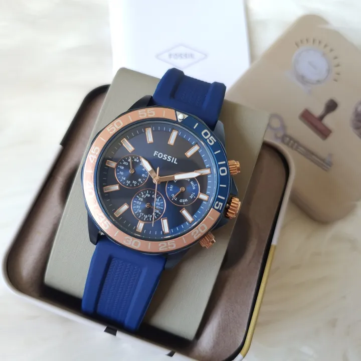 Fossil BQ2498 Bannon Multifunction Silicone Men's Watch - Blue | Lazada PH