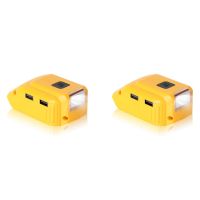 2X USB Adapter Charger for De-Walt 20V Battery, Dual USB Charger &amp; 12V DC Port &amp; LED Work Light - Replacement for DCB090