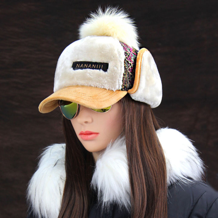 winter-faux-cashmere-bomber-hat-women-earflap-caps-faux-fur-pompom-snow-hats-adjustable-bohemian-russian-ushanka