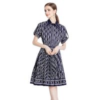 Womens Autumn New Two-Piece Set Fashion Positioning Printed Shirt and Pleated Skirt Set