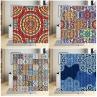 Indian Bohemian Ethnic Style Shower Curtain Personality Creative Pattern Decor Bathroom Household Geometric Curtains With Hooks