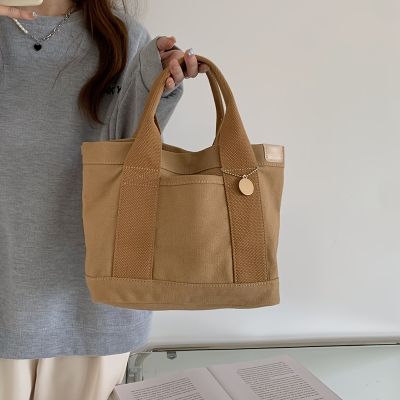 Hot Simple Canvas Tote Bag, Women S Trendy Solid Color Handbag Casual Large Bookbag For Students